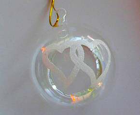 Hanging Clear Glass Candle Holder- Ball - 2 Silver Hearts Design - BULK Buy